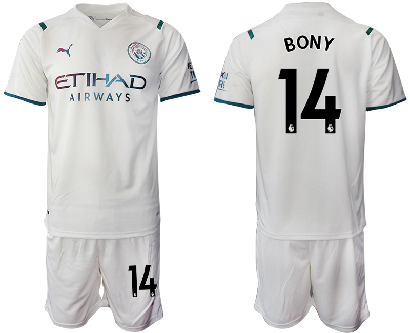 Men 2021-2022 Club Manchester City away White #14 Soccer Jersey